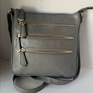 Chic Apt. 9 Gray KOHL'S Pebbled Faux Leather Crossbody Bag - Gold Hardware -